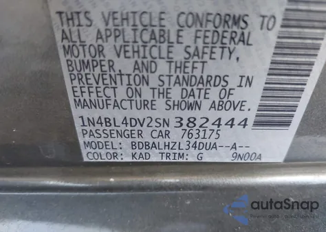 2025 Nissan Altima Sv Fwd from USA, damaged, VIN 1N4BL4DV2SN382444